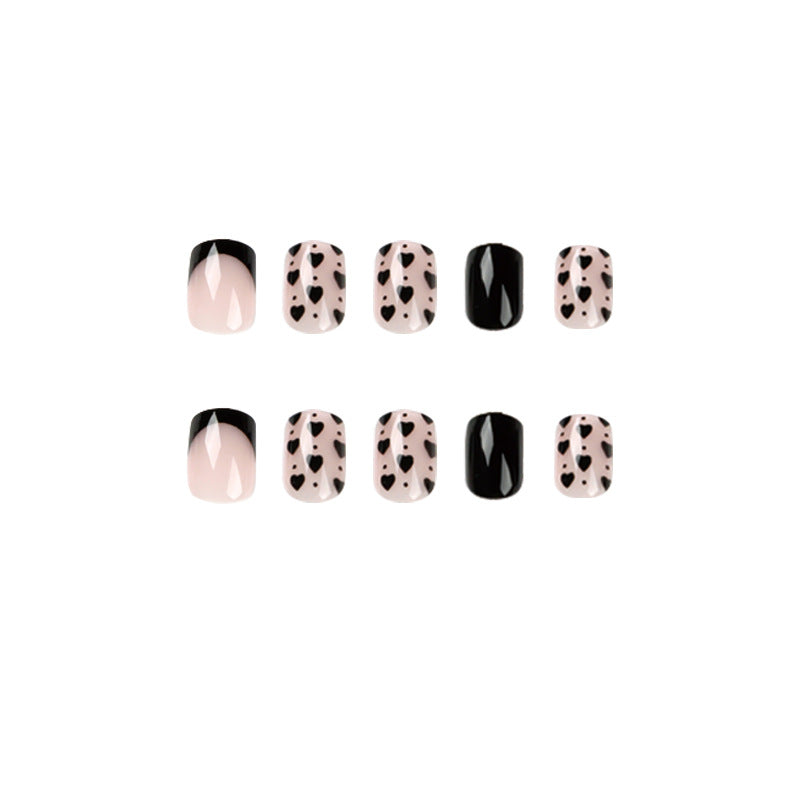 Wholesale Plastic Black Edge Black Small Heart Nail Stickers